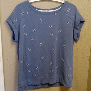 Free Bee Print Short Sleeve Sweater/Sweatshirt Top